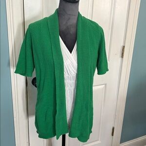 APT.9 Vibrant Green Knit Cardigan with Built In White Tank Top